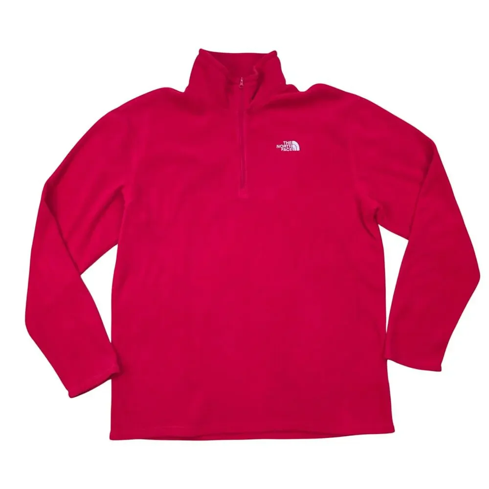 The North Face Polartec Classic Fleece Mens L Red 1/4 Zip Pullover Hiking